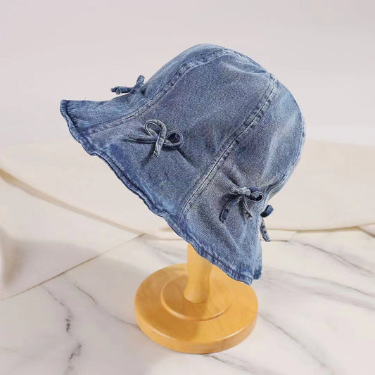 Bow Trim Denim Hat