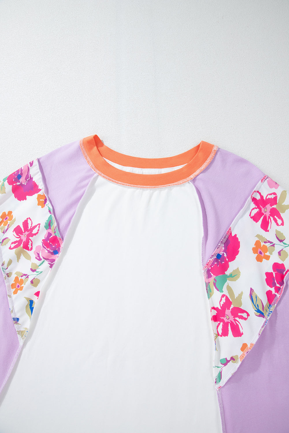 Sachet Pink Floral Patchwork Colorblock Loose Top