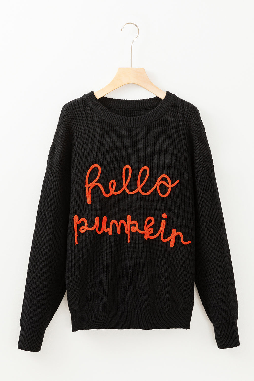 Black Hello Pumpkin Graphic Sweater