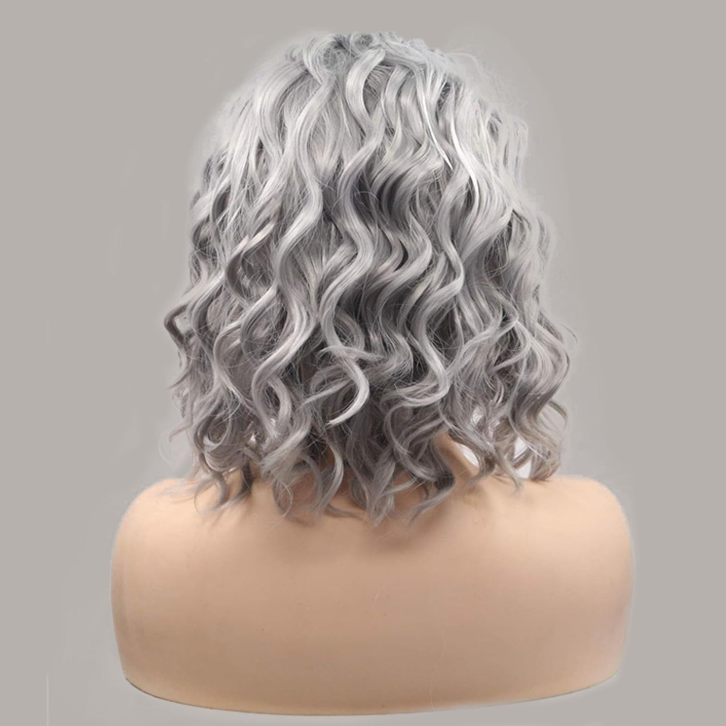 Short Wig Lace Front Wigs for Women Grey Colorful Wavy Wig Glueless Lace Wigs Heat Resistant Fiber Hair Synthetic Lace Front Wigs Silver Frontal Bob Wigs Daily Cosplay Wig 14 Inch