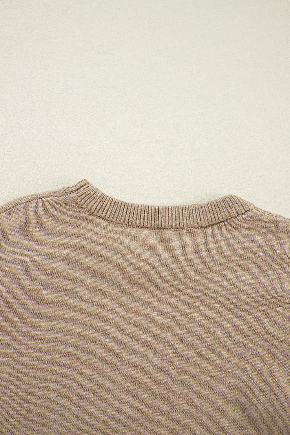 Black Pearled Drop Shoulder Round Neck Sweater