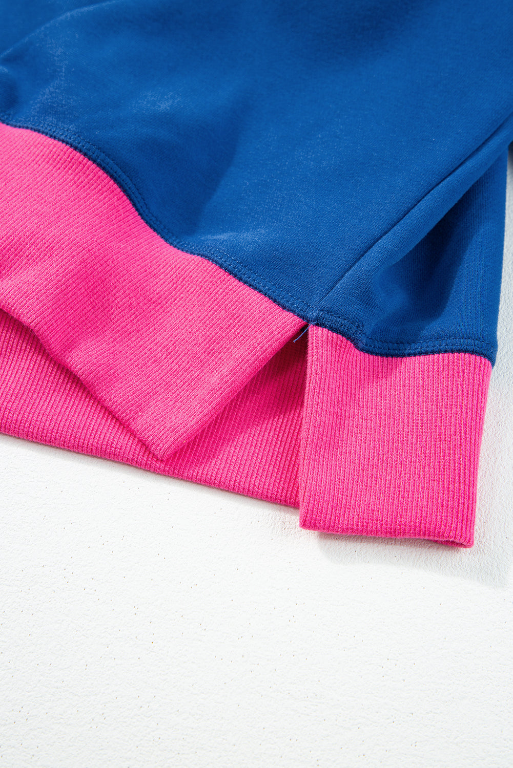 Pink Colorblock Bubble Sleeve Sweatshirt