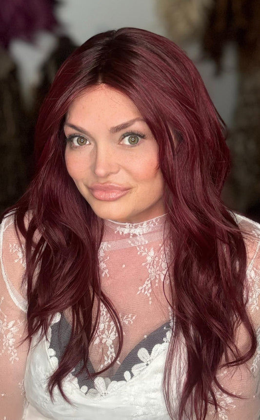 STYLES BY SOMA LIVING LEGEND Merlot monofilament lace synthetic wig