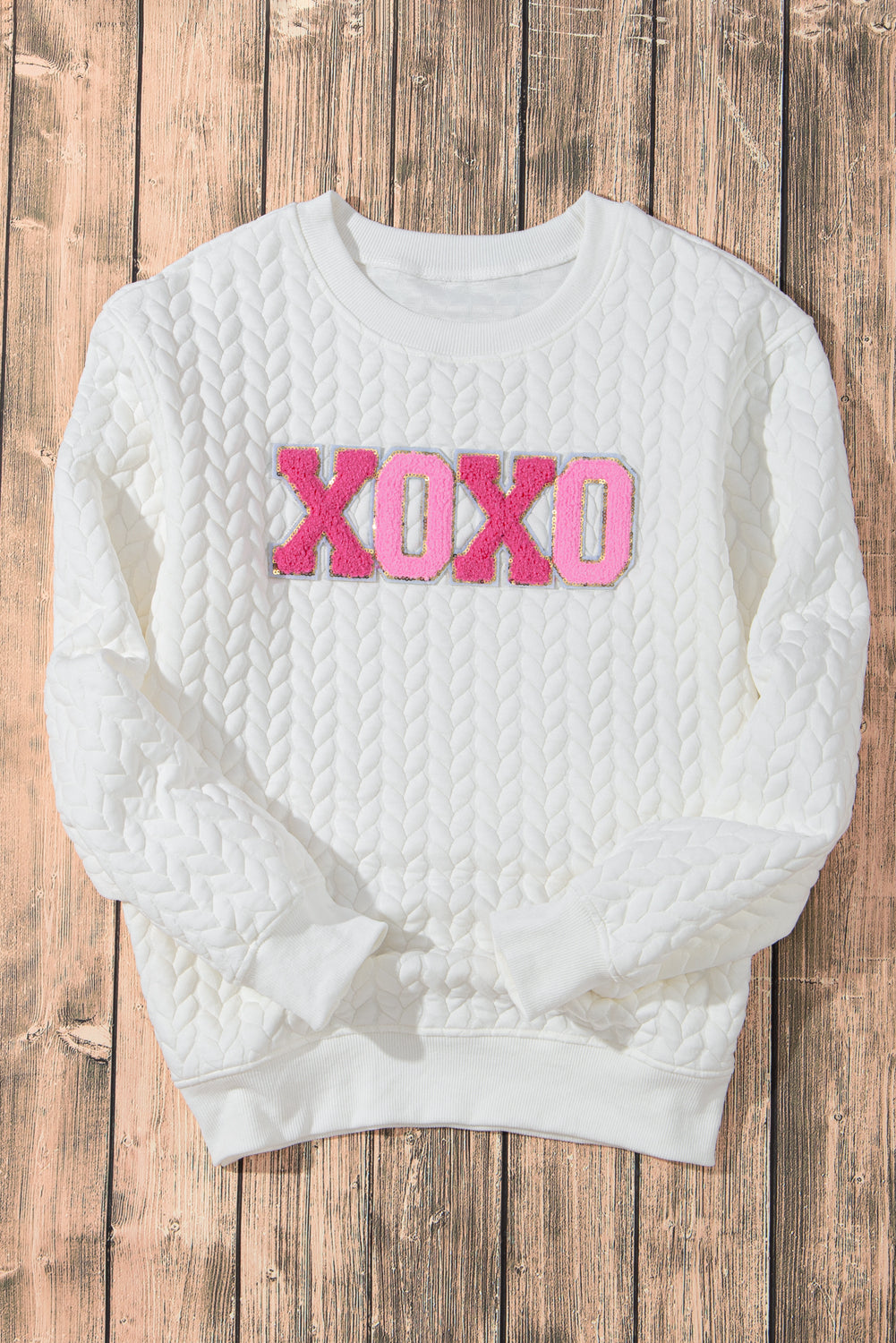 White Merry and Bright Quilted Sweatshirt