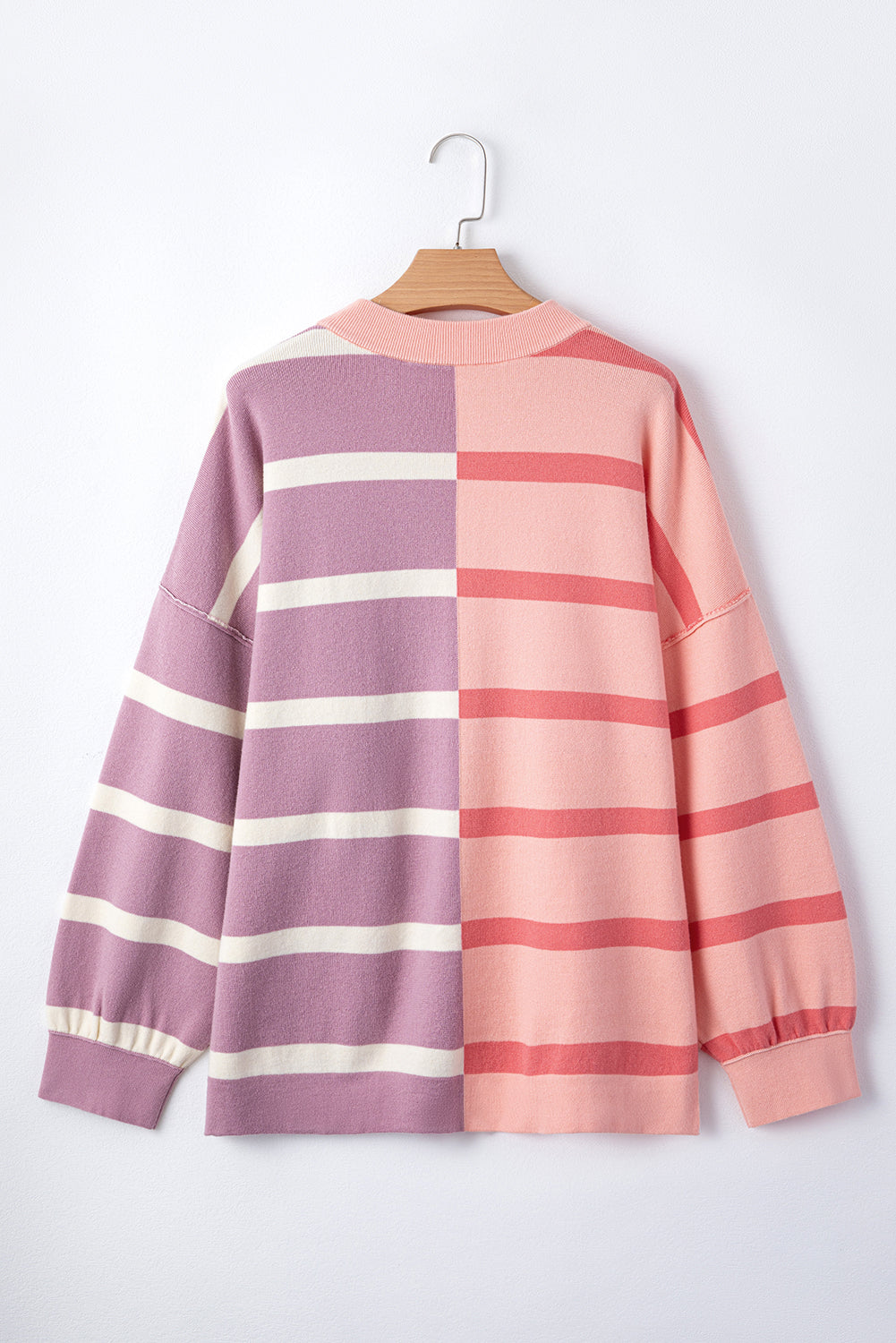 Pink Stripe Colorblock Oversized Sweater