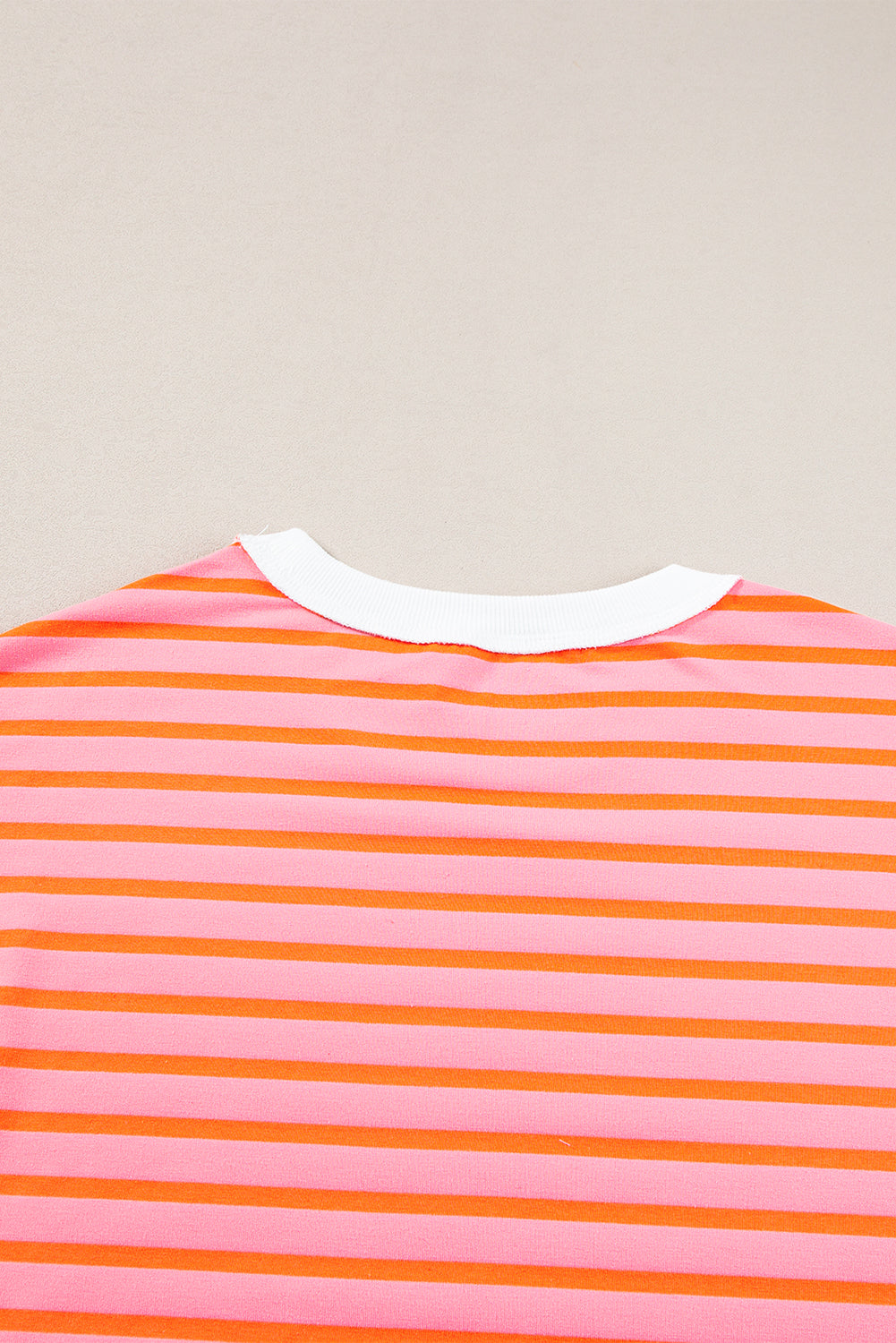 Orange Stripe Oversized Contrast Trim Exposed Seam High Low T Shirt