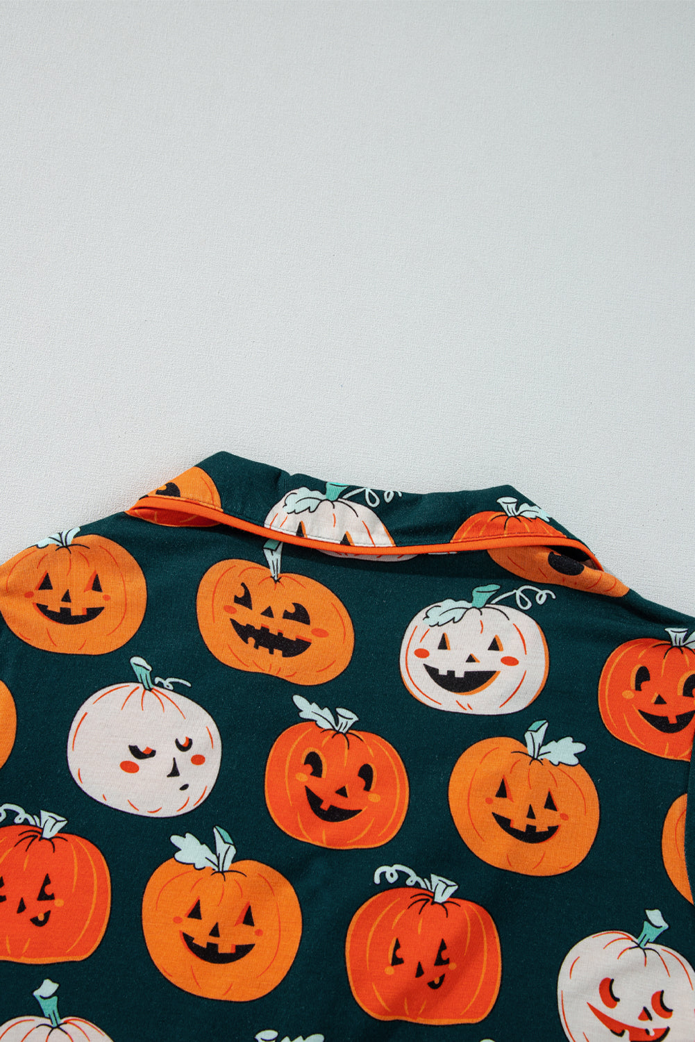 Orange Halloween Pattern Short Sleeve Shirt Pajama Set